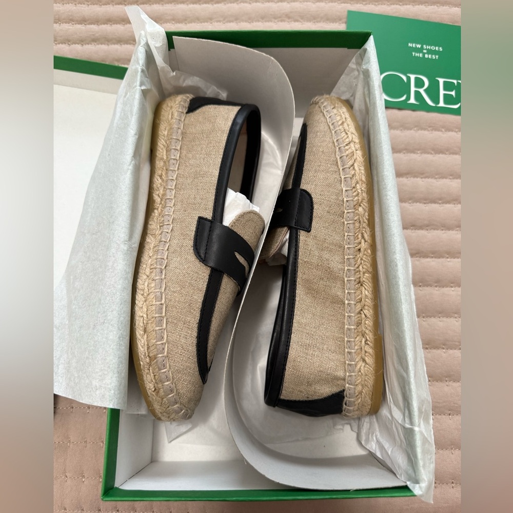 J. Crew Made-in-Spain loafer espadrilles in linen blend and leather style# CA013 - Picture 11 of 12